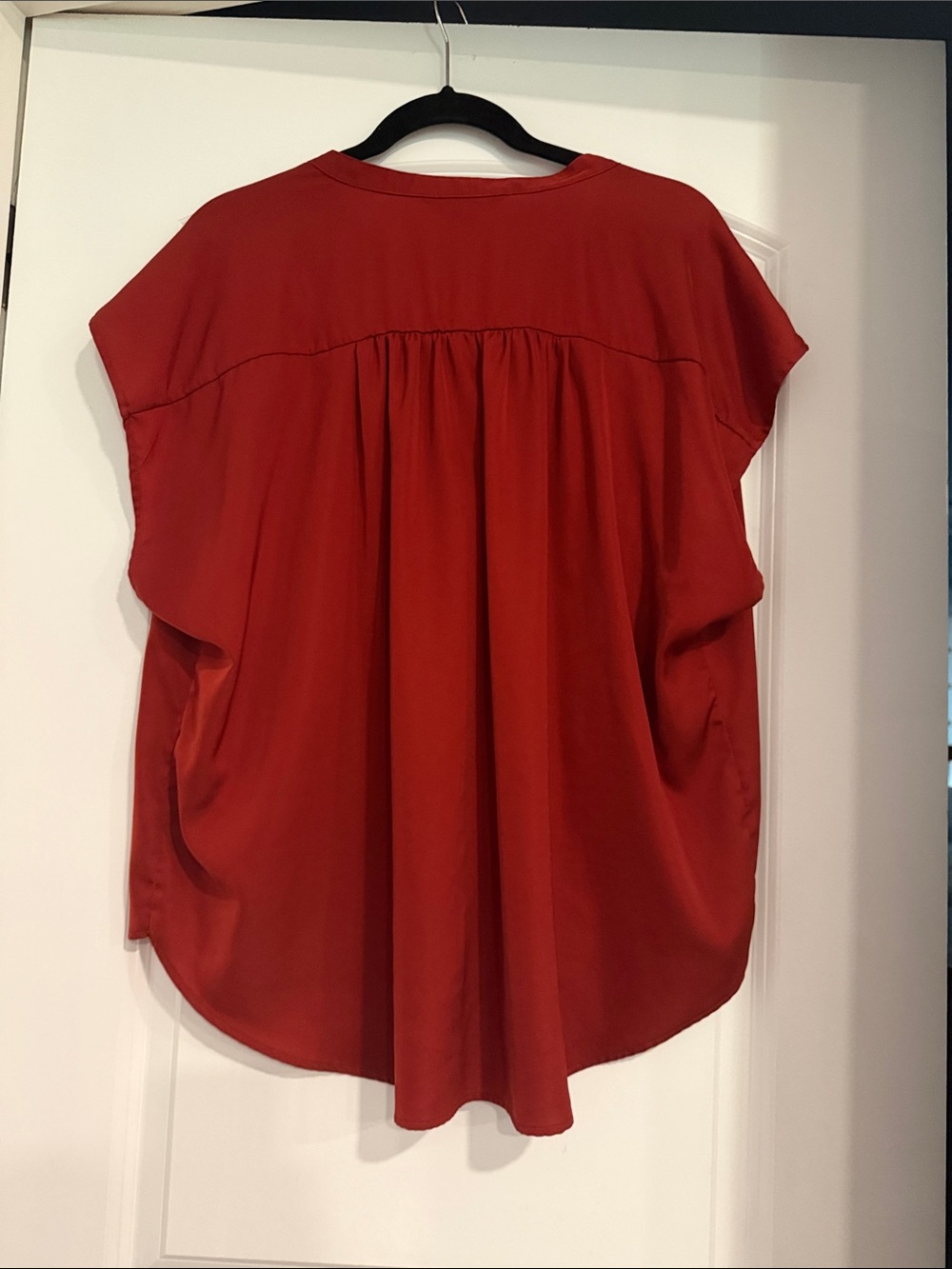 Banana Republic Women’s Top Rust-Red Split V-Neck Dolman Blouse Shirt Career - Picture 4 of 4
